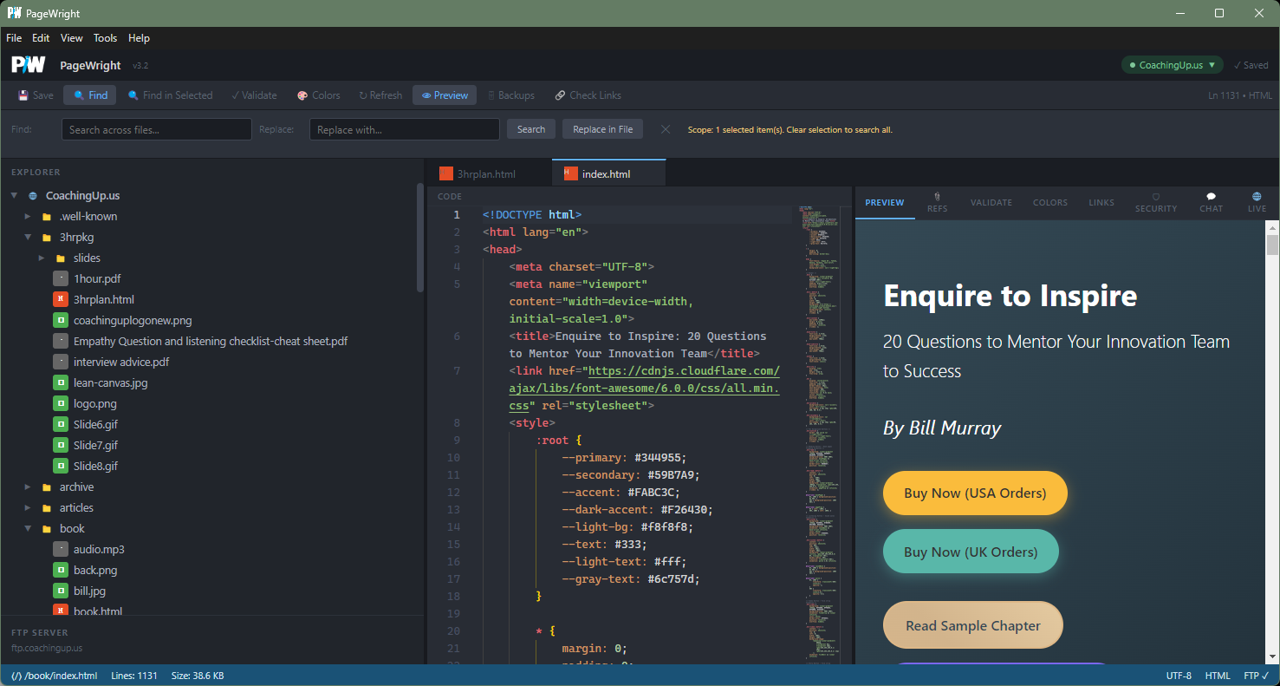 PageWright backup and restore
